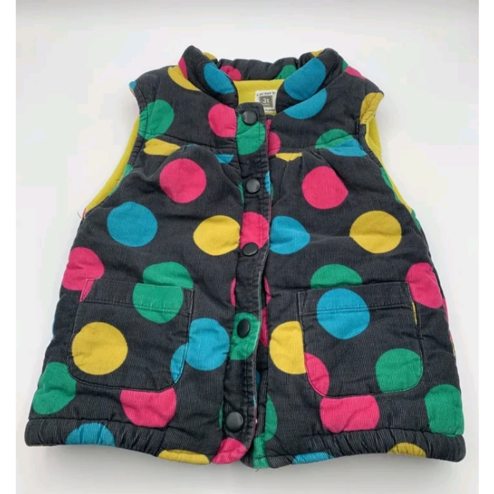 Carter's Polka Dot Snap Micro Corduroy Vest Size 2T